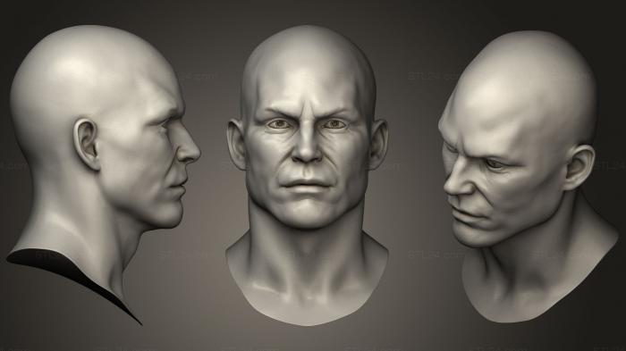 Анатомия скелеты и черепа (Скульптура мужской головы 02, ANTM_1249) 3D модель для ЧПУ станка